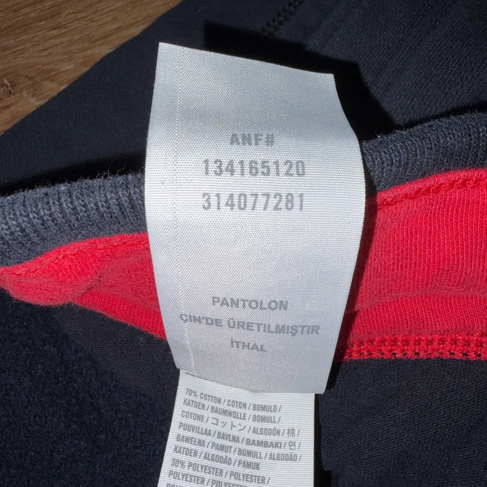 Y2K Abercrombie & Fitch Athletic Sweatpants Mens XL Black Red Logo Slim Joggers